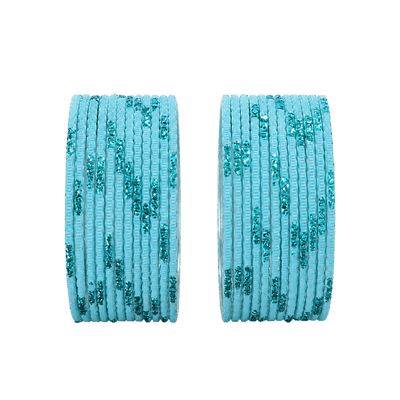 Aadhya Kids Bangles Set of 24 - Aqua Blue- Size 1.14-Global Food Hub