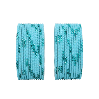 Aadhya Kids Bangles Set of 24 - Aqua Blue- Size 1.14-Global Food Hub