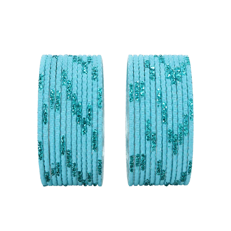 Aadhya Kids Bangles Set of 24 - Aqua Blue- Size 2.00-Global Food Hub