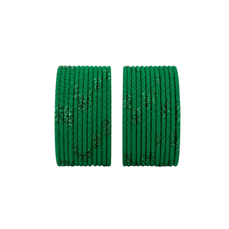 Aadhya Kids Bangles Set of 24 - Dark Green - Size 2.20-Global Food Hub