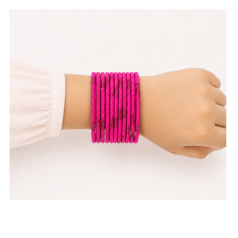 Aadhya Kids Bangles Set of 24 - Dark Pink- Size 1.14-Global Food Hub
