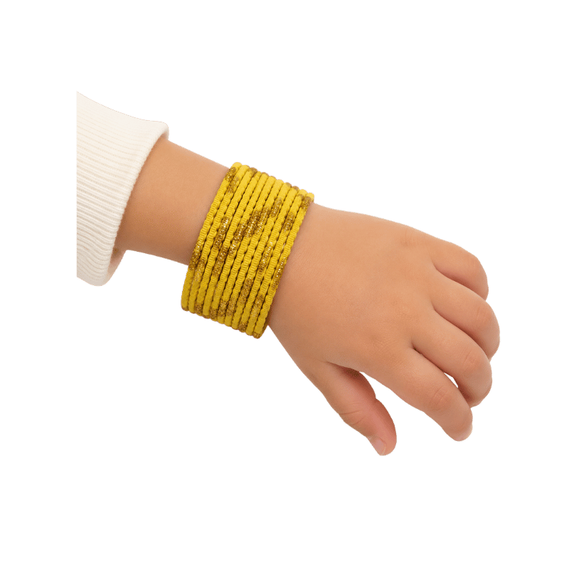 Aadhya Kids Bangles Set of 24 - Yellow- Size 1.14-Global Food Hub