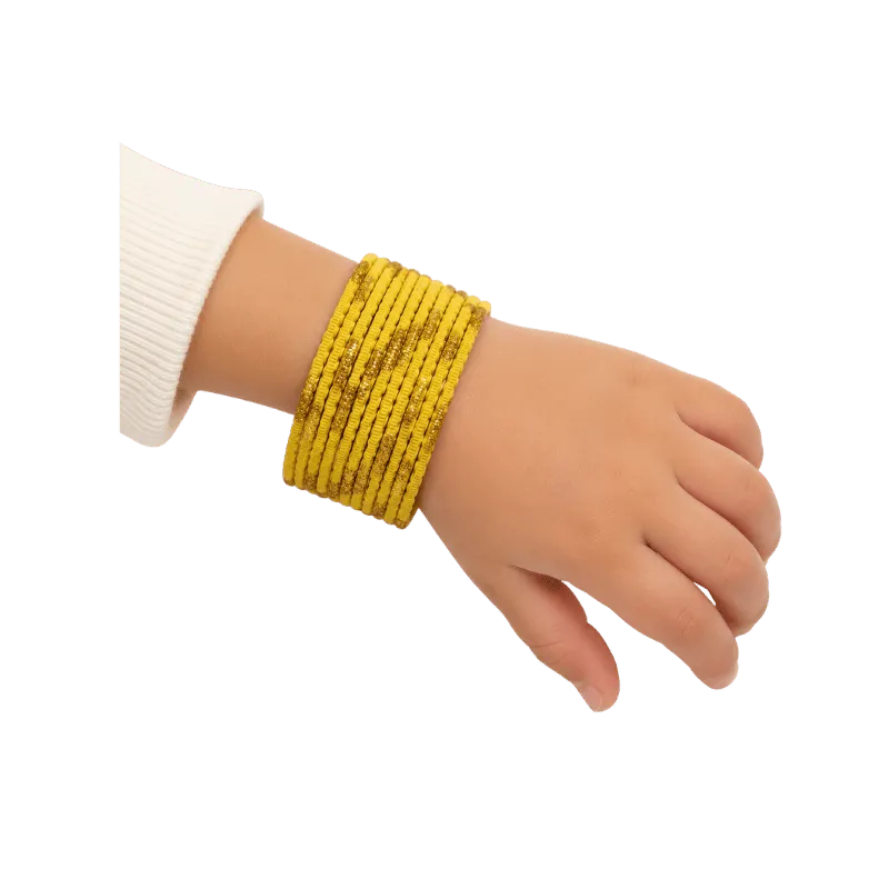 Aadhya Kids Bangles Set of 24 - Yellow- Size 2.00-Global Food Hub