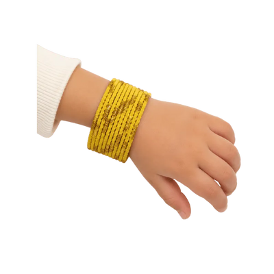 Aadhya Kids Bangles Set of 24 - Yellow- Size 2.00-Global Food Hub