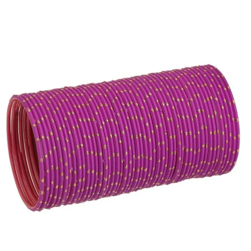 Agni-B Metal Bangles Size 2.10 - Set of 24-Magenta-Global Food Hub