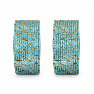 Agni Metal Bangles Size 2.10 - Set of 24 - Aqua Blue-Global Food Hub