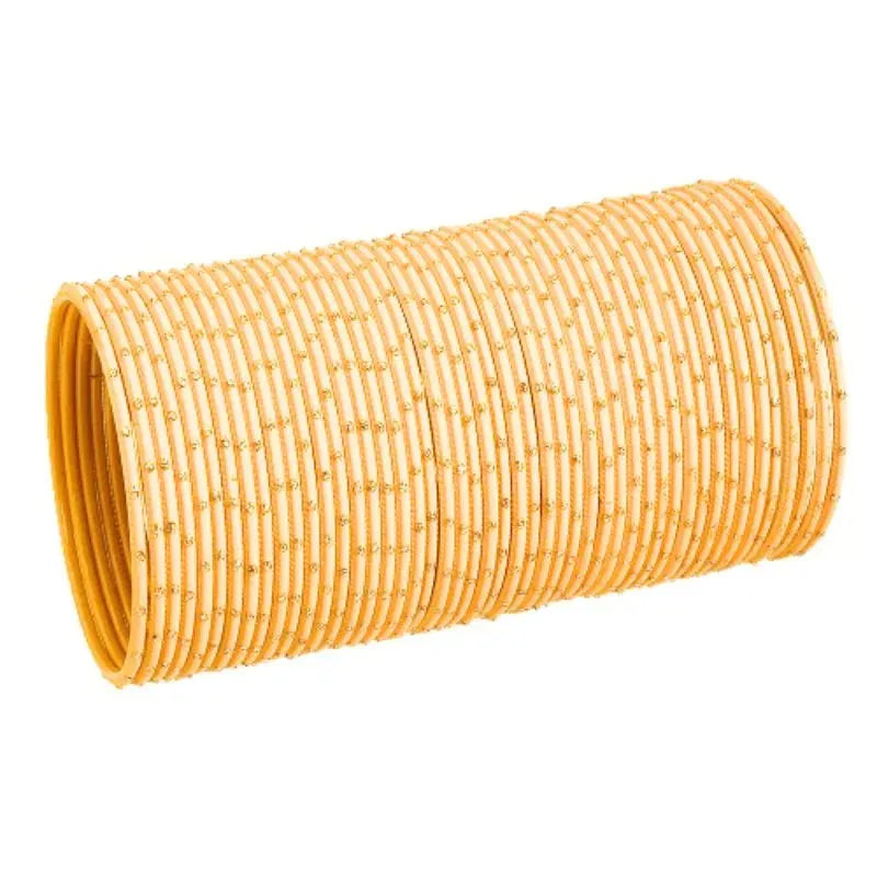 Agni Metal Bangles Size 2.10 - Set of 24 - Light Gold-Global Food Hub