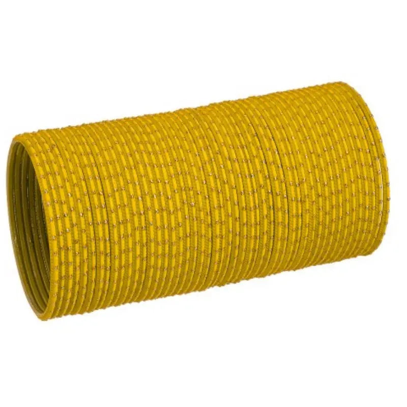 Agni Metal Bangles Size 2.10 - Set of 24 - Light Yellow-Global Food Hub