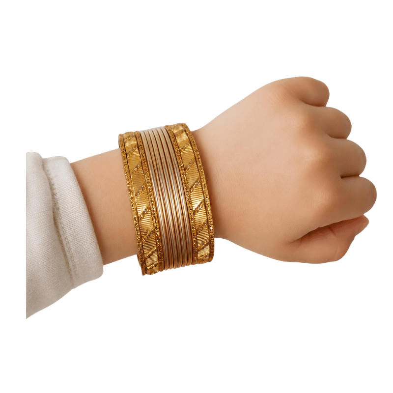 Amanat Kids Bangles Set of 24 - Golden - Size 2.00-Global Food Hub