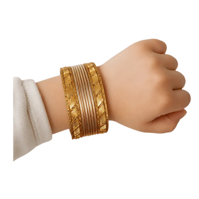 Amanat Kids Bangles Set of 24 - Golden - Size 1.14-Global Food Hub