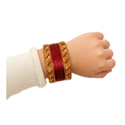 Amanat Kids Bangles Set of 24 - Maroon - Size 1.12-Global Food Hub