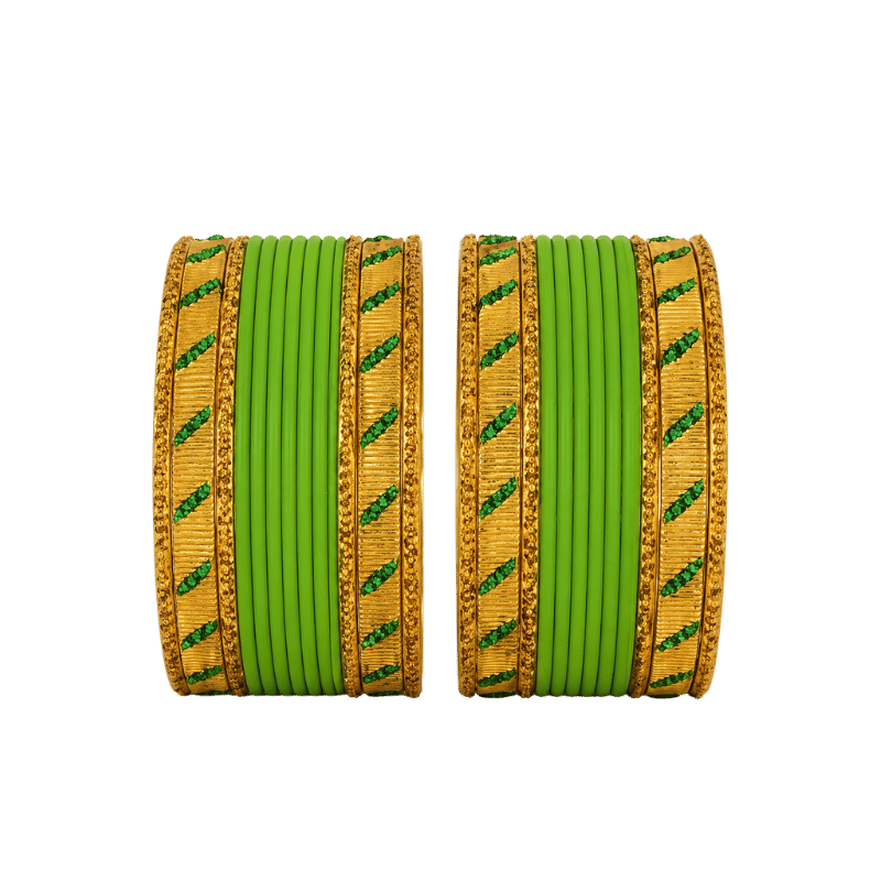 Amanat Kids Bangles Set of 24 - Parrot Green - Size 1.14-Global Food Hub
