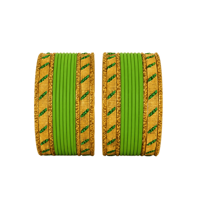 Amanat Kids Bangles Set of 24 - Parrot Green - Size 1.12-Global Food Hub
