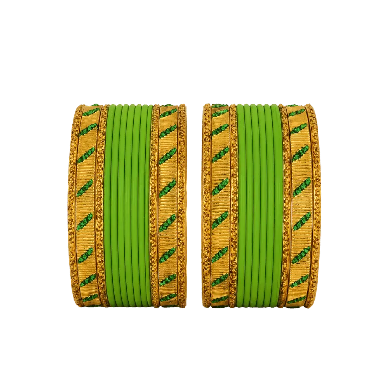 Amanat Kids Bangles Set of 24 - Parrot Green - Size 1.12-Global Food Hub