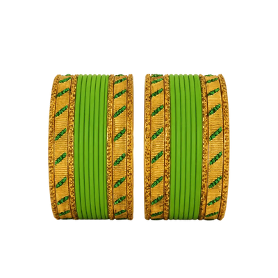Amanat Kids Bangles Set of 24 - Parrot Green - Size 1.12-Global Food Hub