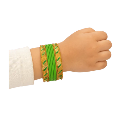 Amanat Kids Bangles Set of 24 - Parrot Green - Size 1.14-Global Food Hub