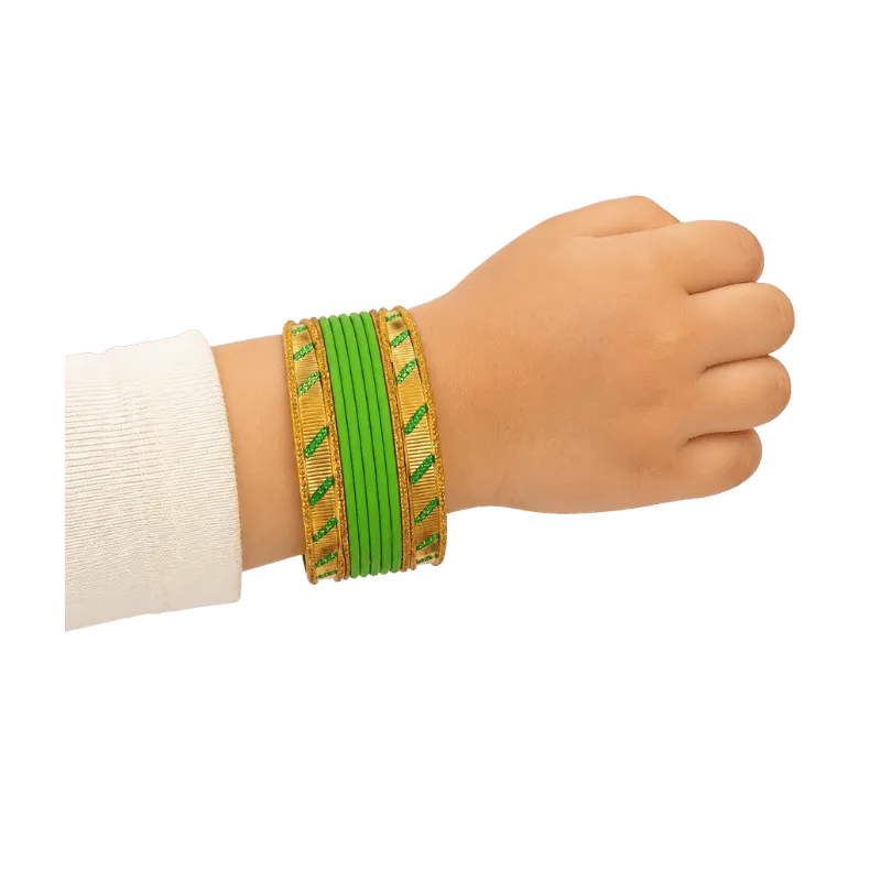 Amanat Kids Bangles Set of 24 - Parrot Green - Size 2.00-Global Food Hub