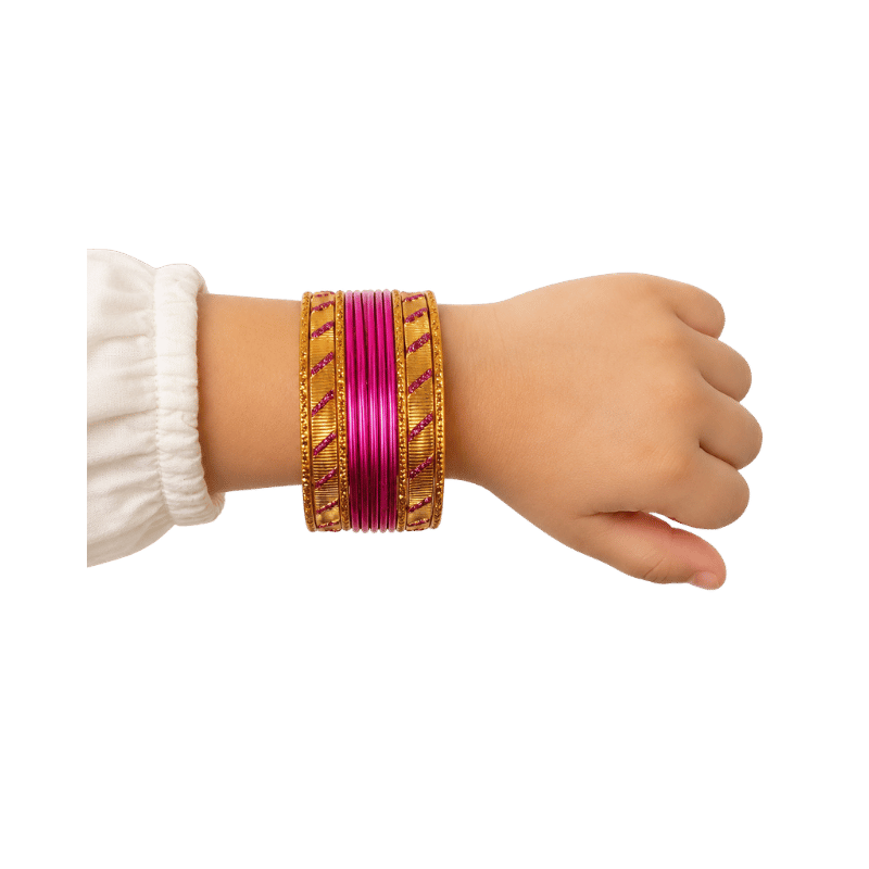 Amanat Kids Bangles Set of 24 - Pink - Size 1.14-Global Food Hub