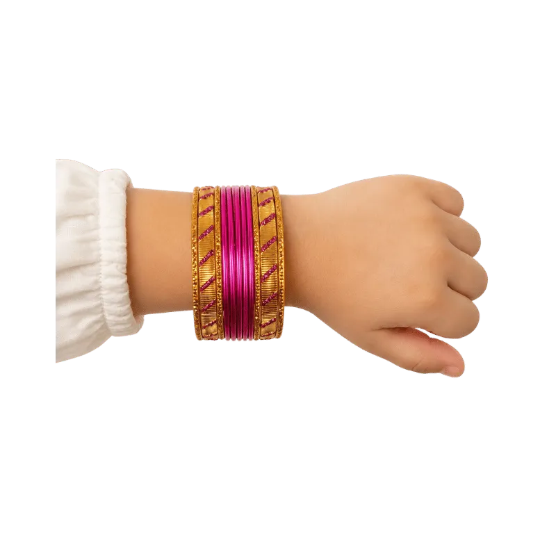 Amanat Kids Bangles Set of 24 - Pink - Size 1.12-Global Food Hub