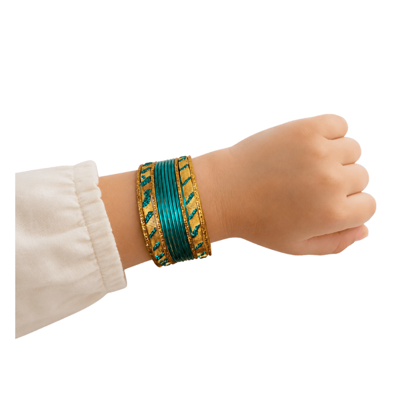 Amanat Kids Bangles Set of 24 - Teal Green - Size 2.00-Global Food Hub