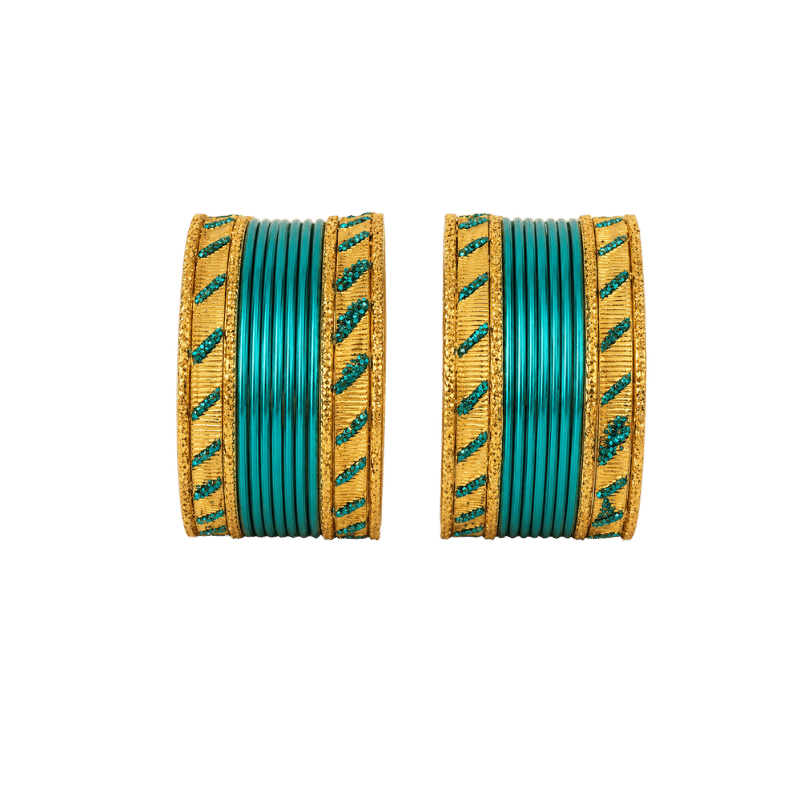 Amanat Kids Bangles Set of 24 - Teal Green - Size 2.00-Global Food Hub