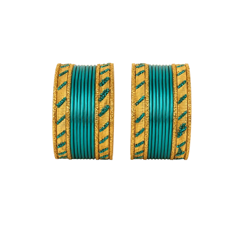 Amanat Kids Bangles Set of 24 - Teal Green - Size 1.14-Global Food Hub