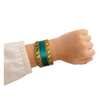 Amanat Kids Bangles Set of 24 - Teal Green - Size 2.00-Global Food Hub