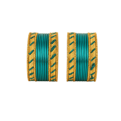 Amanat Kids Bangles Set of 24 - Teal Green - Size 2.00-Global Food Hub
