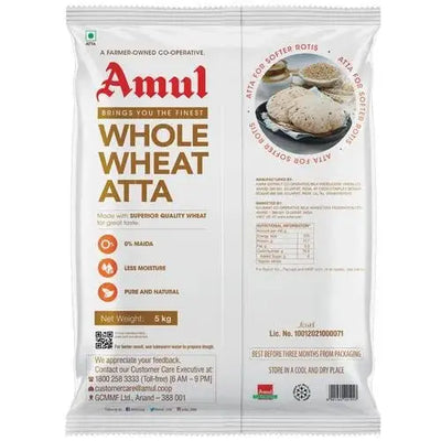 Amul Whole Wheat Chakki Atta, 5 kg-5 Kilograms-Global Food Hub