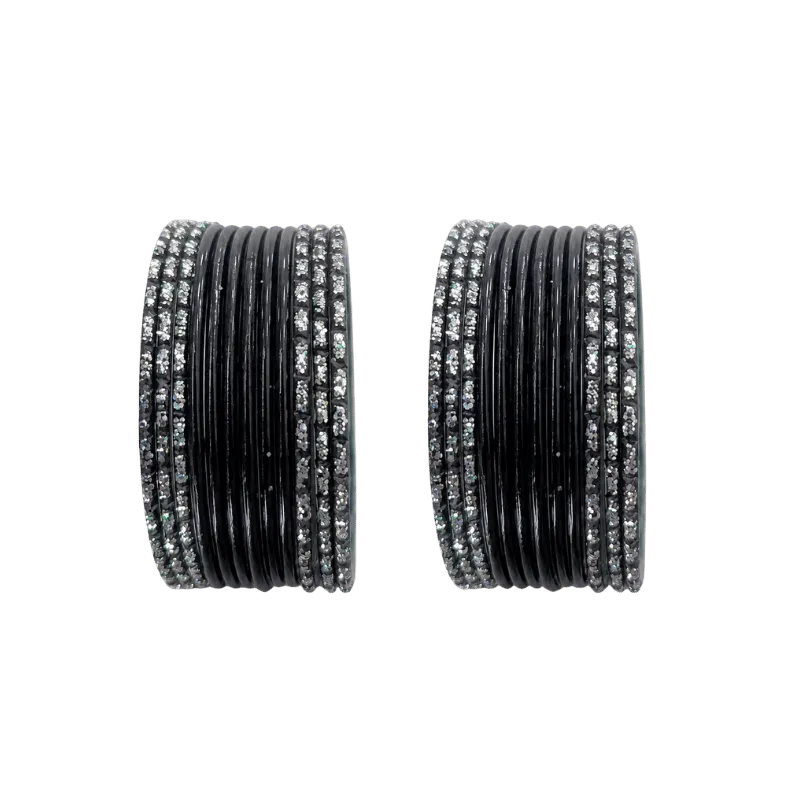 Anmol Kids Bangles Set of 24 - Black- Size 1.00-Global Food Hub