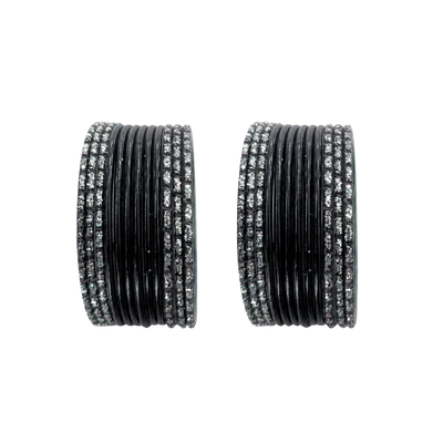 Anmol Kids Bangles Set of 24 - Black- Size 1.00-Global Food Hub