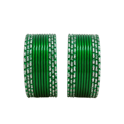 Anmol Kids Bangles Set of 24 -Green- Size 1.00-Global Food Hub