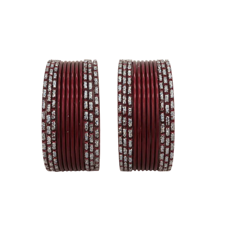 Anmol Kids Bangles Set of 24 - Maroon- Size 1.00-Global Food Hub