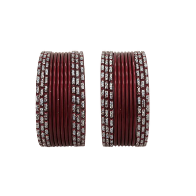 Anmol Kids Bangles Set of 24 - Maroon- Size 1.00-Global Food Hub