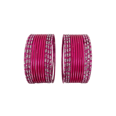Anmol Kids Bangles Set of 24 - Pink- Size 1.00-Global Food Hub