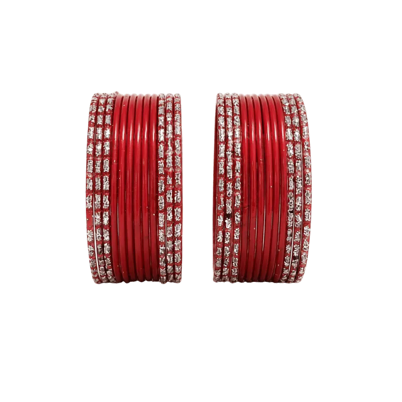 Anmol Kids Bangles Set of 24 -Red- Size 1.00-Global Food Hub