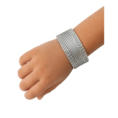 Anmol Kids Bangles Set of 24 -Silver- Size 1.14-Global Food Hub