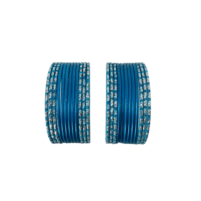 Anmol Kids Bangles Set of 24 - Sky Blue- Size 1.00-Global Food Hub