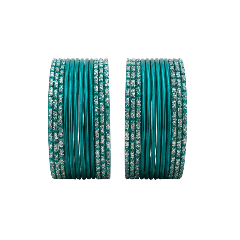 Anmol Kids Bangles Set of 24 - Teal Green- Size 1.12-Global Food Hub