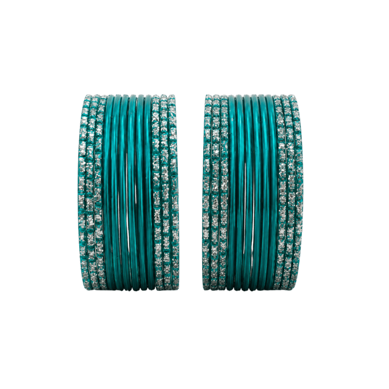 Anmol Kids Bangles Set of 24 - Teal Green- Size 1.14-Global Food Hub