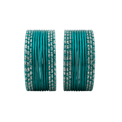 Anmol Kids Bangles Set of 24 - Teal Green- Size 1.14-Global Food Hub