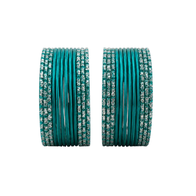Anmol Kids Bangles Set of 24 - Teal Green- Size 1.00-Global Food Hub