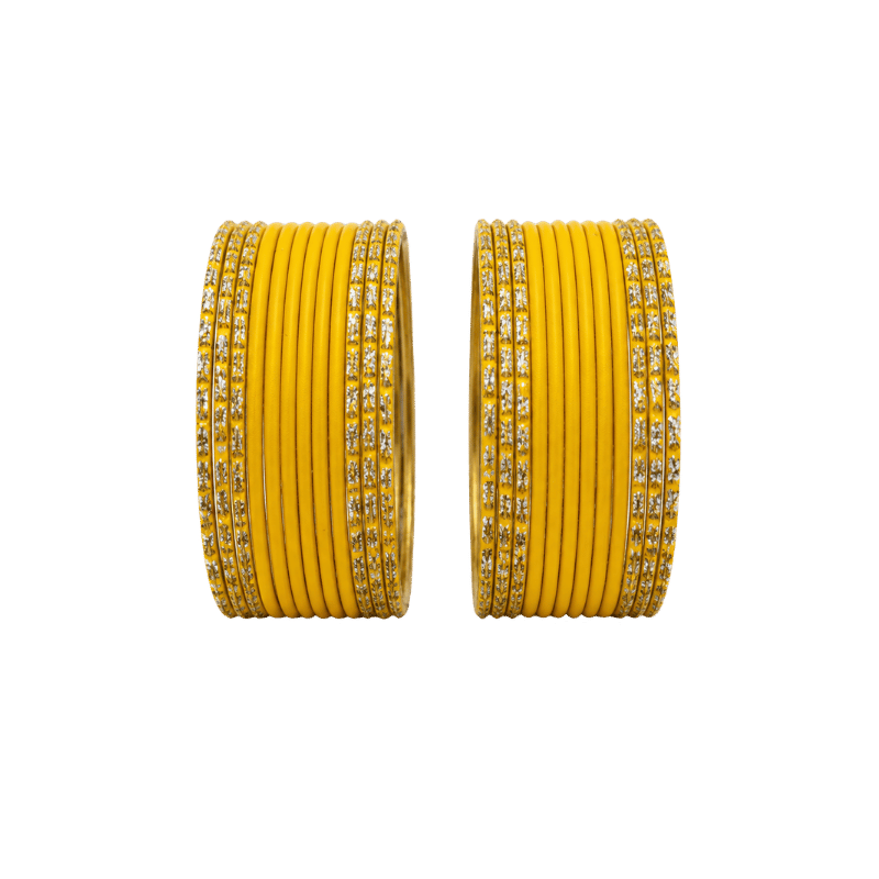 Anmol Kids Bangles Set of 24 - Yellow- Size 1.14-Global Food Hub