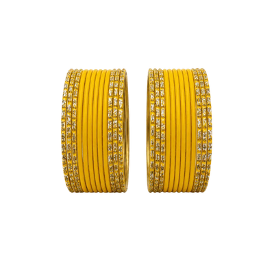 Anmol Kids Bangles Set of 24 - Yellow- Size 1.00-Global Food Hub