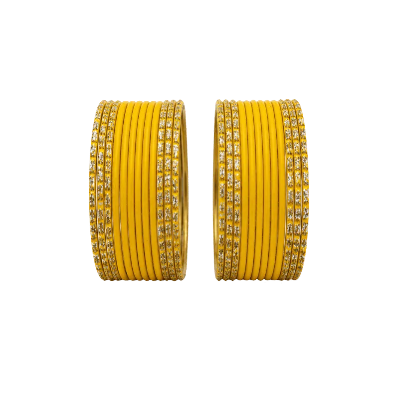 Anmol Kids Bangles Set of 24 - Yellow- Size 2.00-Global Food Hub