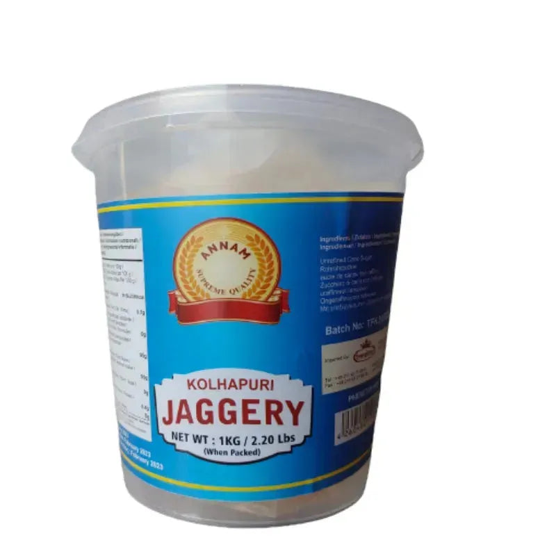 Annam Indian Kolhapuri Jaggery (Jar) - 1Kg-Global Food Hub
