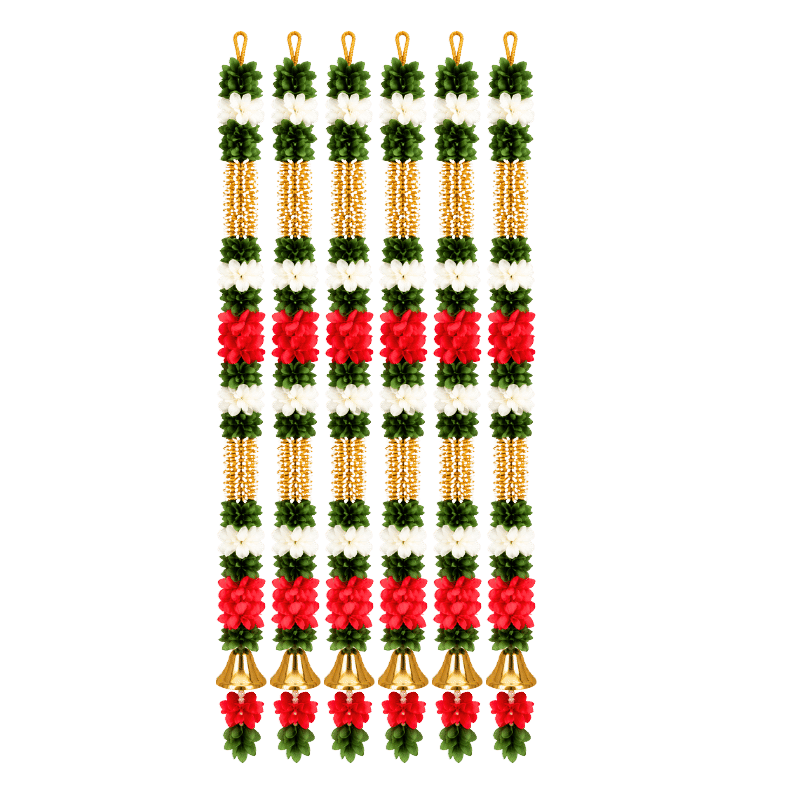 Artificial Garland 1 Pc - Multicolor with Golden Bell-Global Food Hub