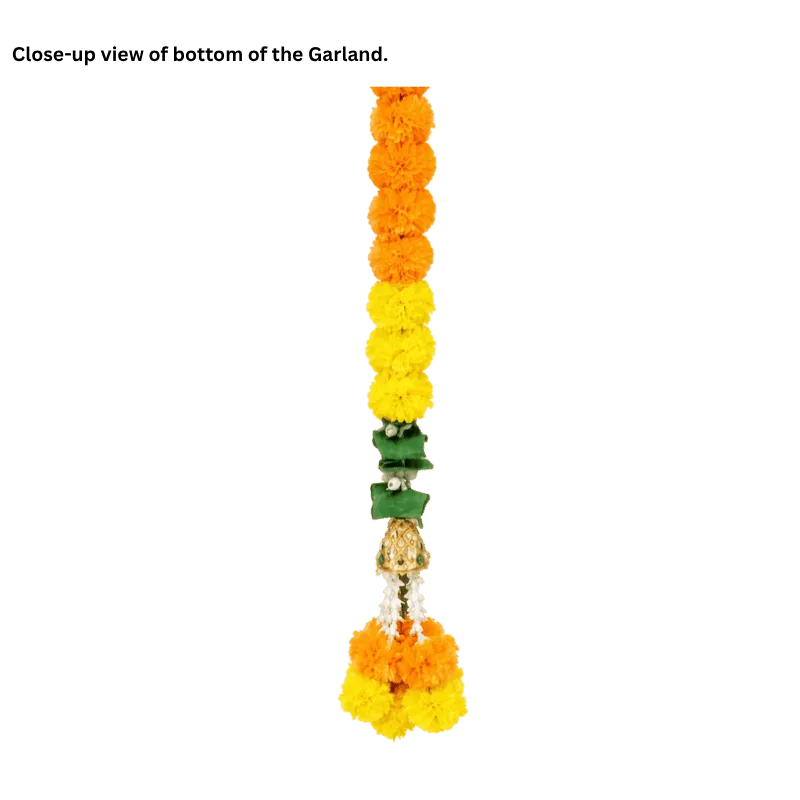 Artificial Garland 1 Pc - Orange and Yellow with Golden Bell and Flowers-Global Food Hub