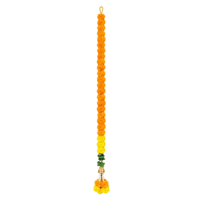 Artificial Garland 1 Pc - Orange and Yellow with Golden Bell and Flowers-Global Food Hub