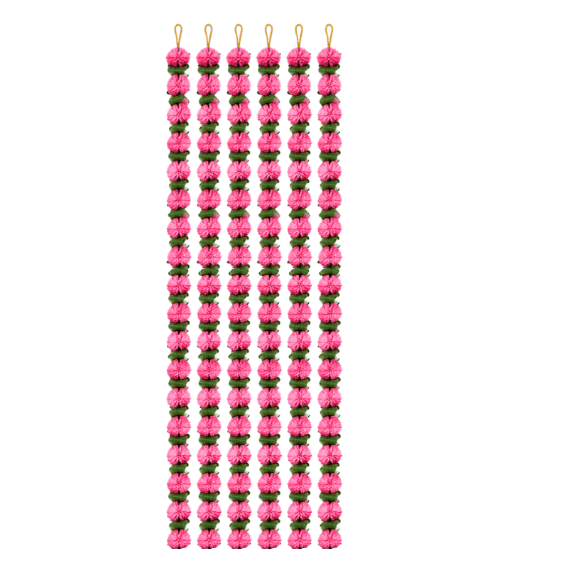Artificial Garland 1 Pc - Pink with Leaf-Global Food Hub